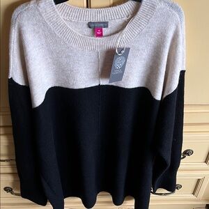 Vince Camuto Women's Two-Tone Sweater in Black and Cream